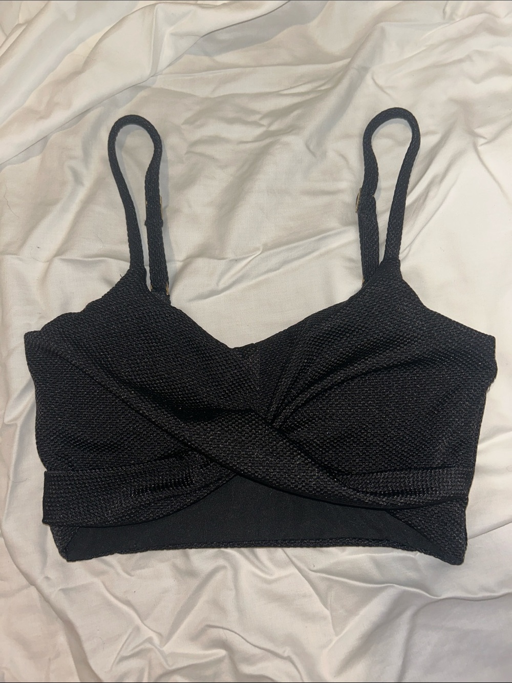 aerie True Black Scoop Twist swim top